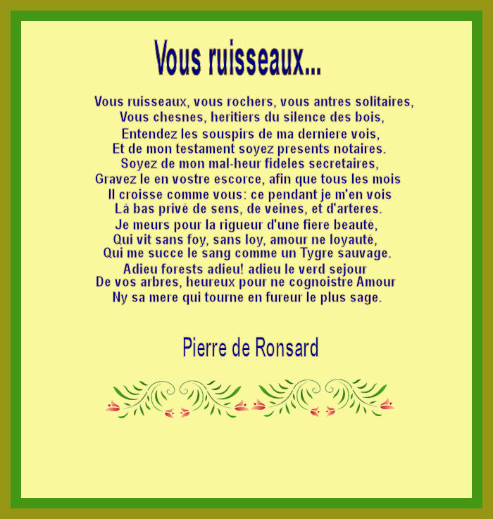 Vous Ruisseaux. Pierre de Ronsard. dans Textes choisis vous_r10